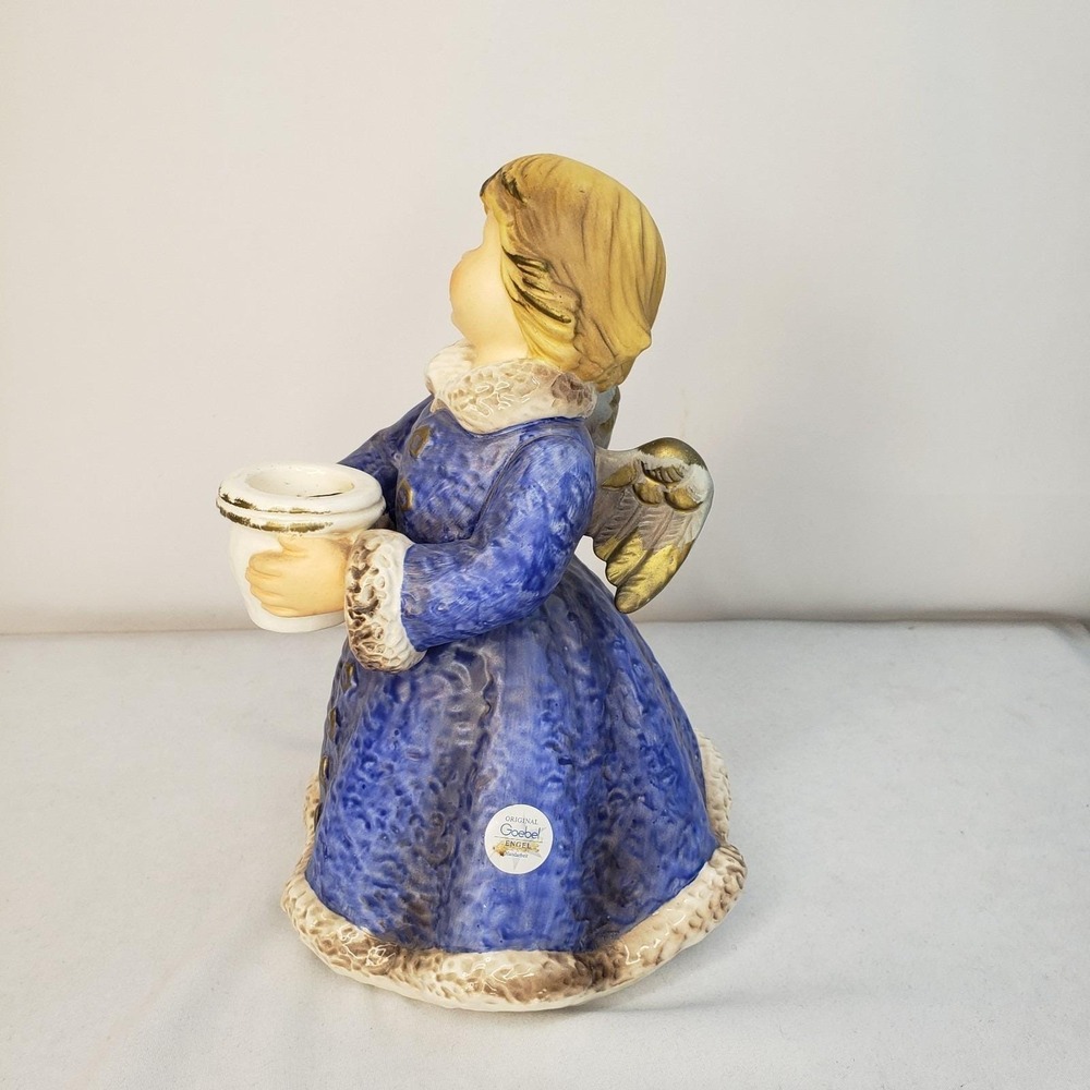 Goebel Handarbeit Large Angel W Germany 42 329 22 Blue Candleholder Frobek 8.75" - Picture 8 of 12